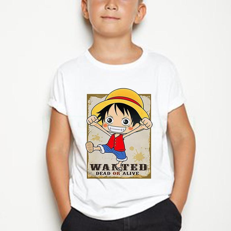Summer Boys/Girls Casual Kawaii Cartoon Cotton Japanese Anime One Piece Kids 2-12 Year Short Sleeve T-shirt