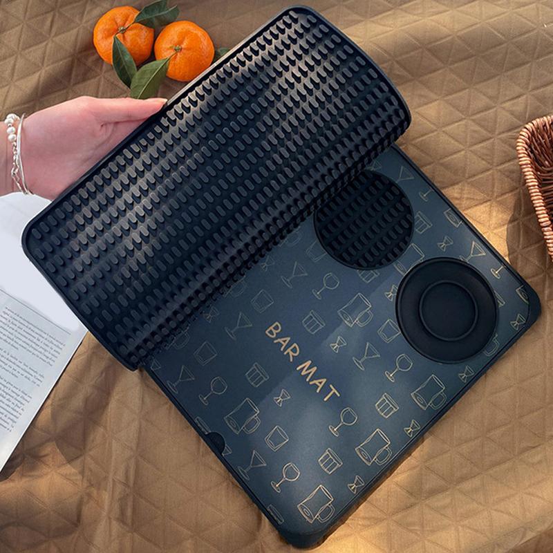 Барный коврик для домашнего бара, коврик для напитков, коврик для барной стойки, силиконовый коврик для пролитых жидкостей, коврик для сушки стаканов, сервировочный коврик для бара, складной для бара, ресторана