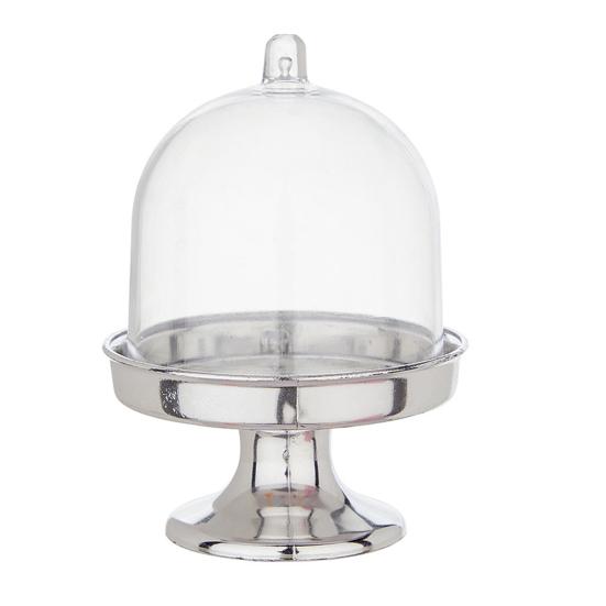 Мини-подставка для торта из пластика с купольной крышкой, прозрачная подставка для десертов и кексов, тарелка для шоколадных конфет, для дня рождения, праздника, детского душа, чаепития