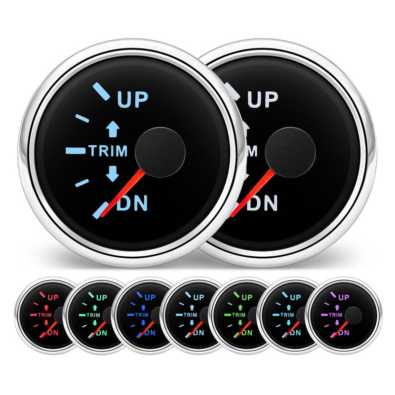 52mm Boat Balance Gauge 0-190ohm Boat Trim Meter Trim Tilt Indicator Digital pointer Gauge 7-color backlight For Yacht Marine