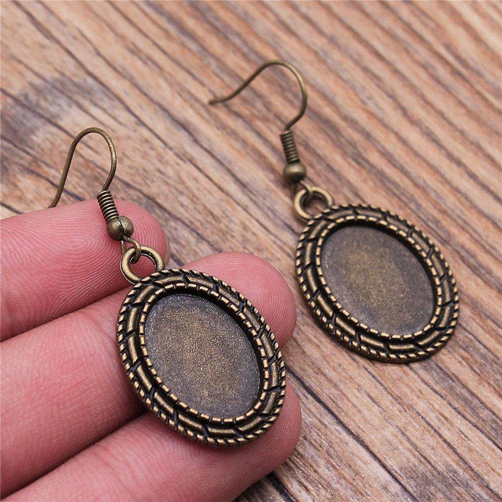 Oval Ear Hook Glass Cabochon Base Setting Tray Drop & Dangle Earring Women's Jewellery Party Boho Findings & Components
