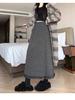 Deep Gray Woolen High Waist A-line Ruffle Skirt for Women - Autumn/Winter Collection
