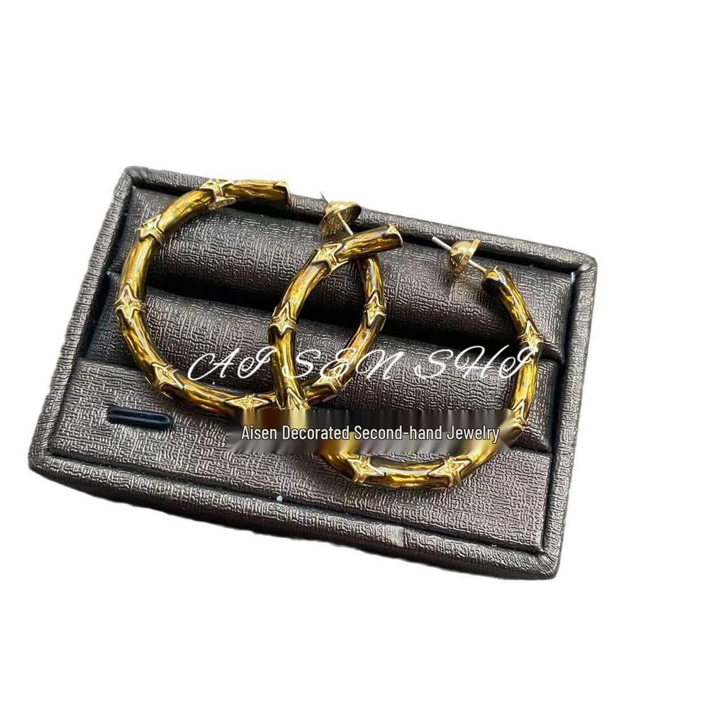 Винтажные клипсы-серьги-кольца из бамбука: Ретро, Сладкий, Острый Стиль