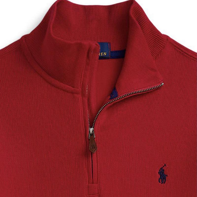Polo Ralph Lauren Толстовка Весна-Лето 2024 Однотонная Стойка Воротник Полузастежка Молния Длинный Рукав Детские топы Красный 323953023-006