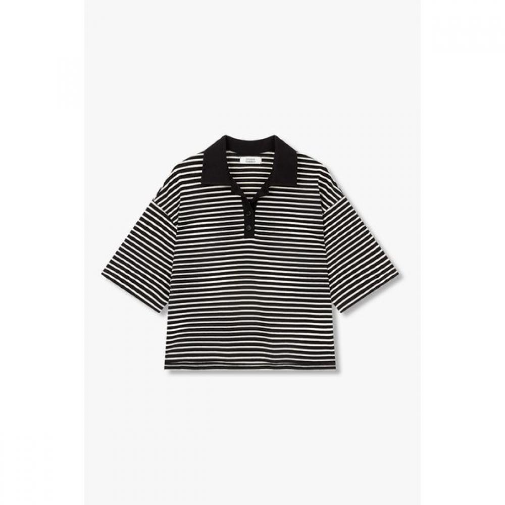 STudio Tomboy ShorT Sleeve T shirT sTripe Collar 9176222999ar