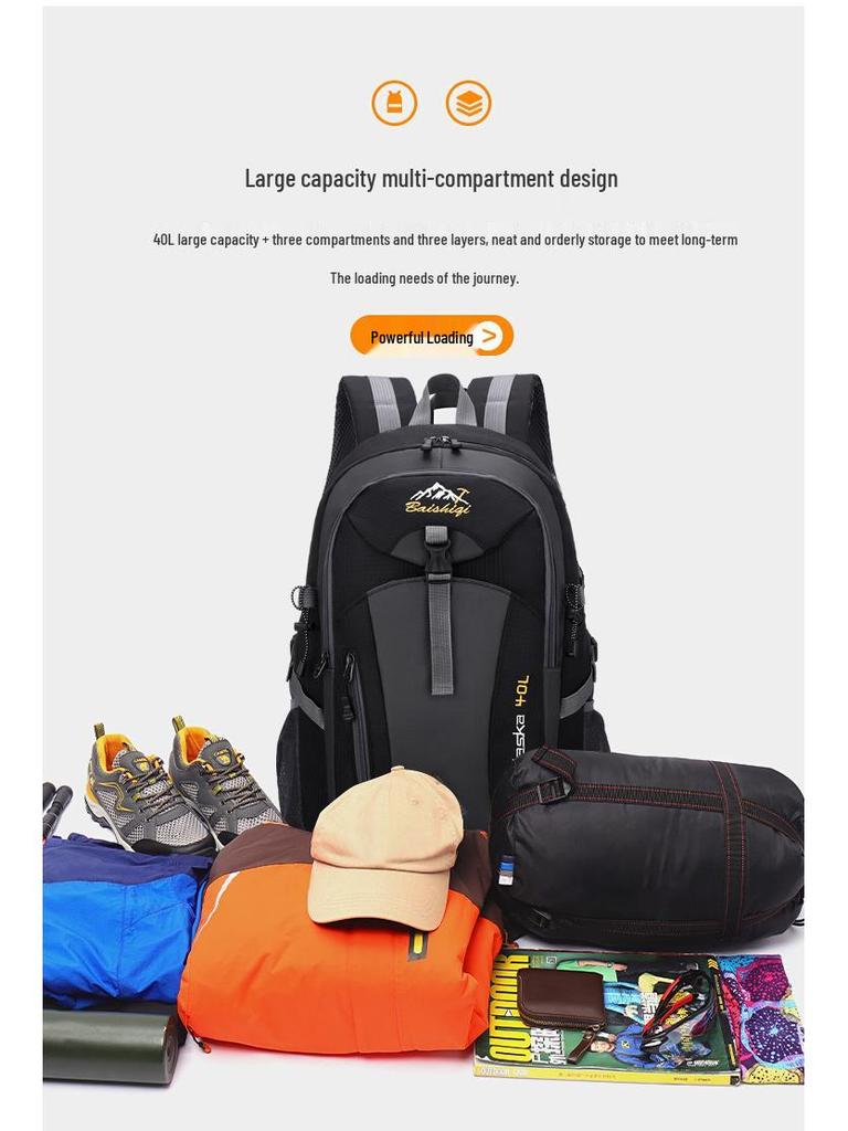 40L Fashionable Outdoor Sports Backpack for Autumn/Winter - Unisex Laptop & Student School Bag