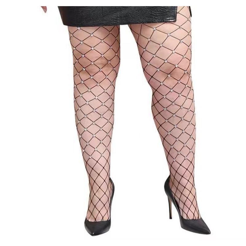 Diamond Pantyhose Sexy Spandex Large Mesh Hot Drilling Colorful Mesh Stockings