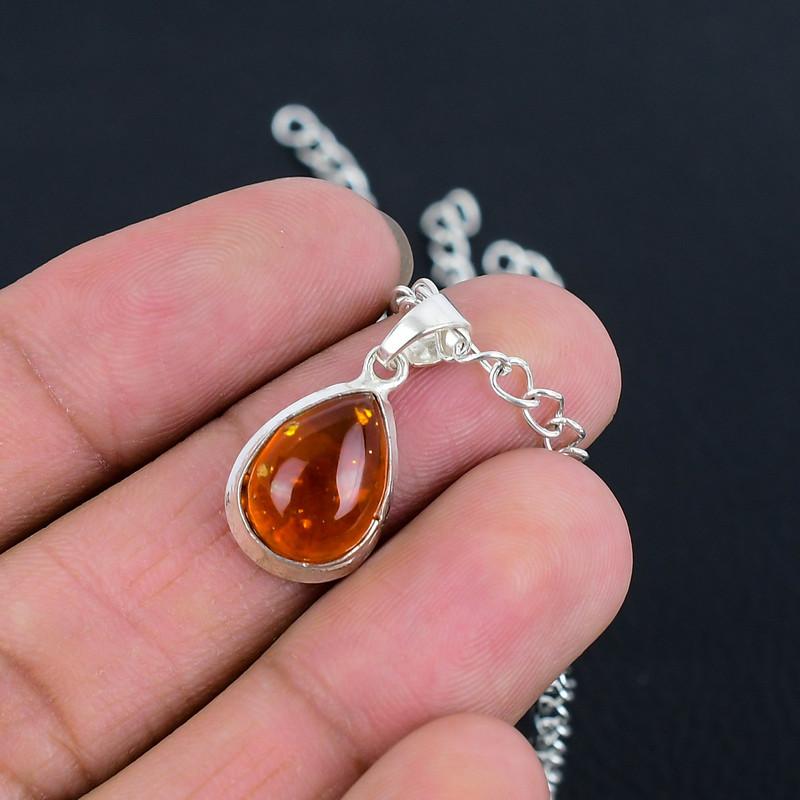Подвеска из балтийского янтаря, изготовленная вручную из полированного серебра 925 пробы, с современным дизайном, подарок на свадьбу, день благодарения