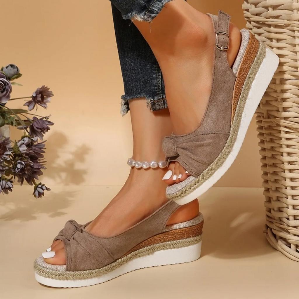 Женские сандалии на танкетке с открытым носком, летние легкие повседневные сандалии на платформе, женские нескользящие эспадрильи, обувь-гладиатор, большие размеры