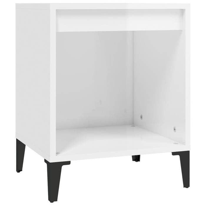 Table de chevet - Maison Exclusive - Blanc brillant - 40x35x50 cm - Bois d'ingénierie, métal