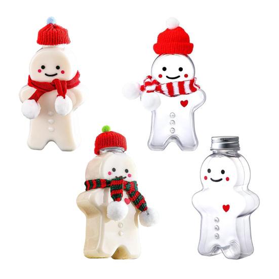 Gingerbread Man Drink Bottles with Lid 400ml Reusable Christmas Beverage Container for Milk Juice Tea Coffee DIY Festive Gifts