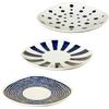 Hasami Ware Dinnerware Set of Irregular Shaped Side 16cm Diameter X Japanese Microwave and Dishwasher Made In Product Number 30202 "Indigo Dye" Set,