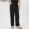 INCERUN Мужские широкие брюки на молнии, повседневные длинные прямые брюки