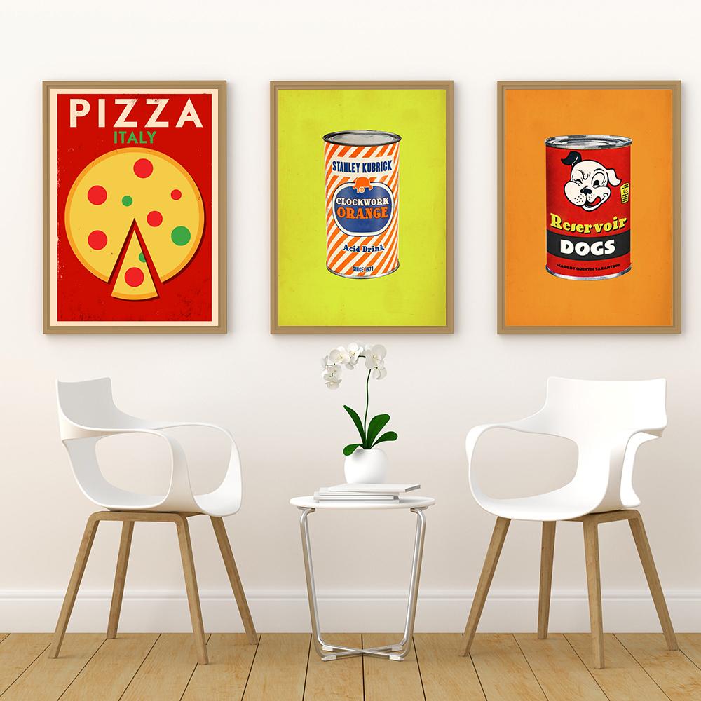 Italian Coffee Pizza Vintage City Poster Pulp Reservoir Color Food Print Canvas Painting Kitchen Shop Wall Art Pictures Decor