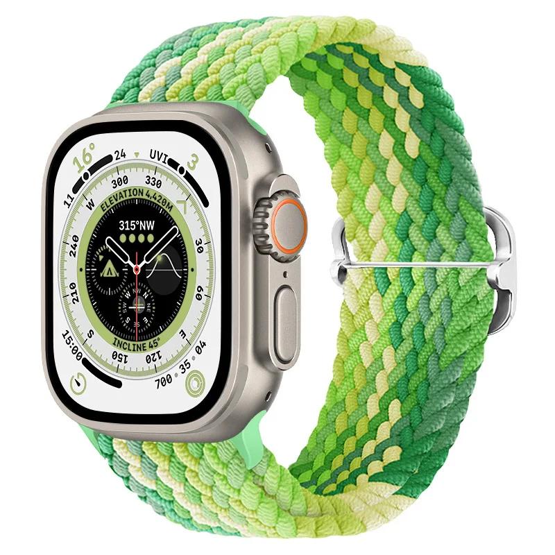 Нейлоновый ремешок для Apple Watch Band 10 9 8 7 45мм 41мм 42мм 46мм Ultra 49мм Дышащий Регулируемый Браслет iWatch 6 5 4 SE2 Пояс