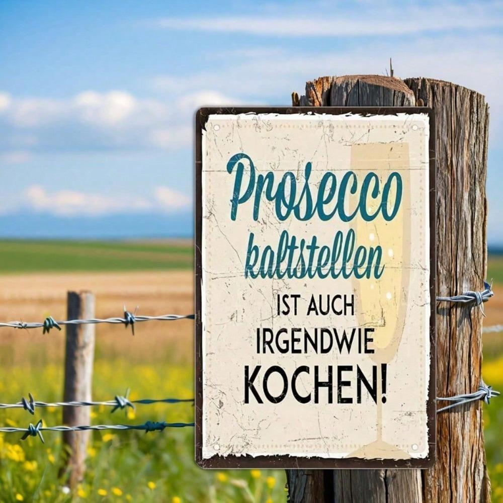 Винтажная жестяная табличка Prosecco 8x12 дюймов, Декор для деревенской кухни и бара, Плоское металлическое искусство без рамки
