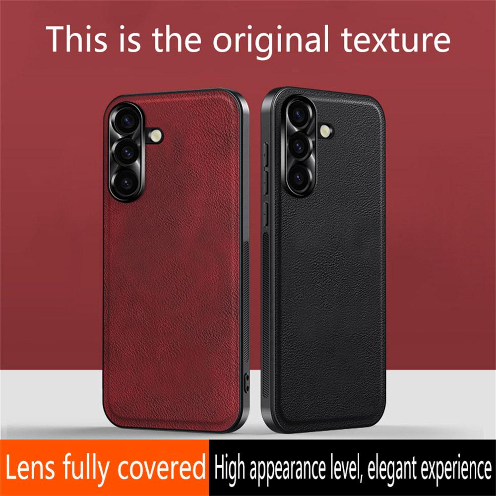 For Samsung Galaxy S25 Case PU+TPU+PC Phone Back Cover with Metal Lens Frame