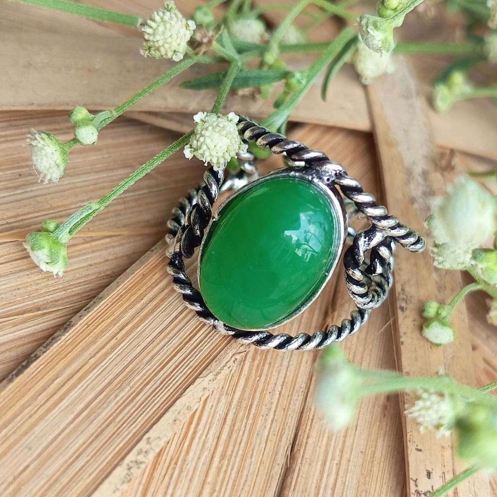 Green Onyx Gemstone 925 Sterling Silver Plated Adjustable Ring Jewelry NST-J2H29523