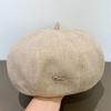 Черный берет Универсальный, подчеркивающий лицо, Маленький берет Художник Женский Осенний Корейская шляпа Большой обхват головы Ин Тренд Шляпа