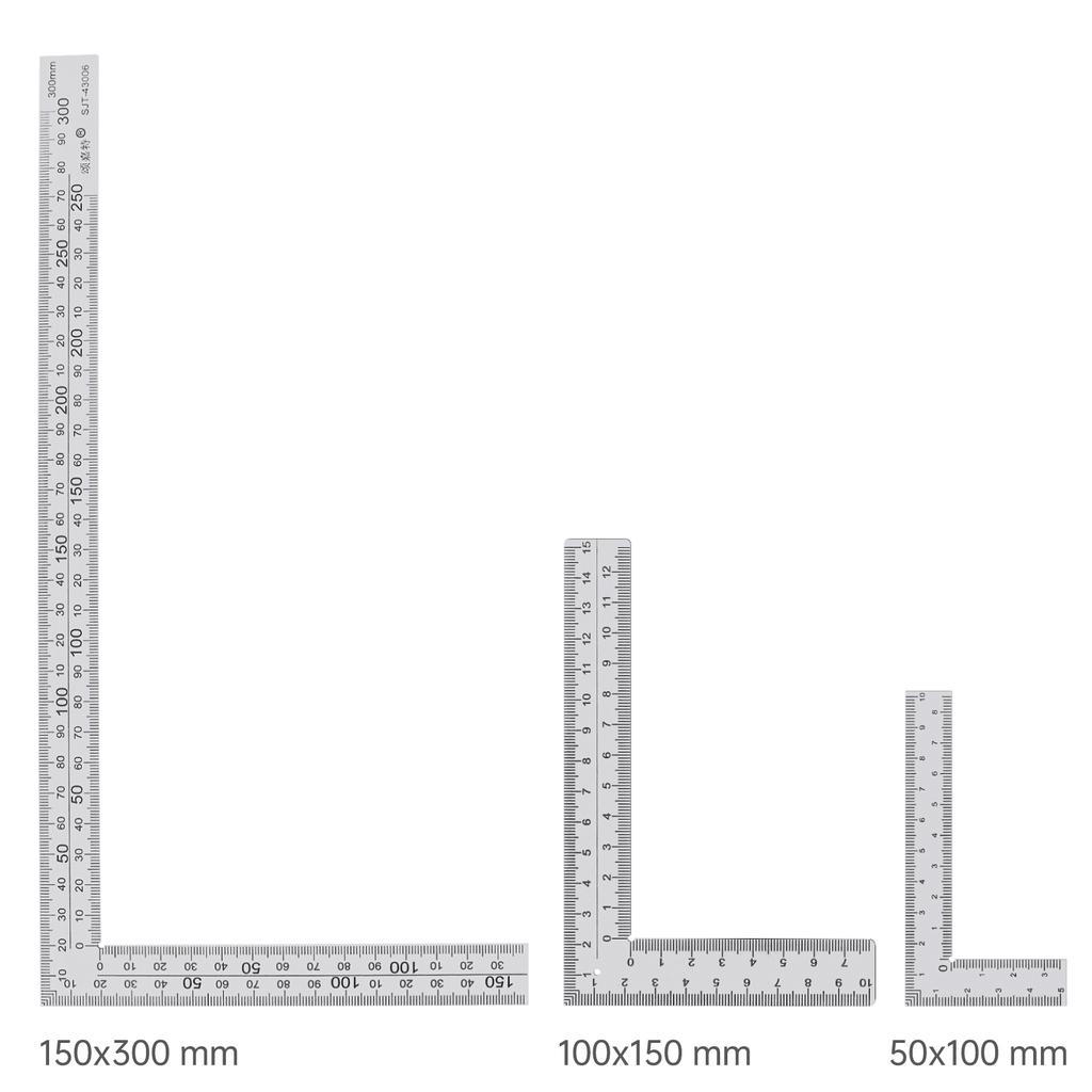 Stainless Steel 1.2mm L Shaped Ruler Dual Scale Multi Size Heavy Duty Woodworking Decoration Engineering