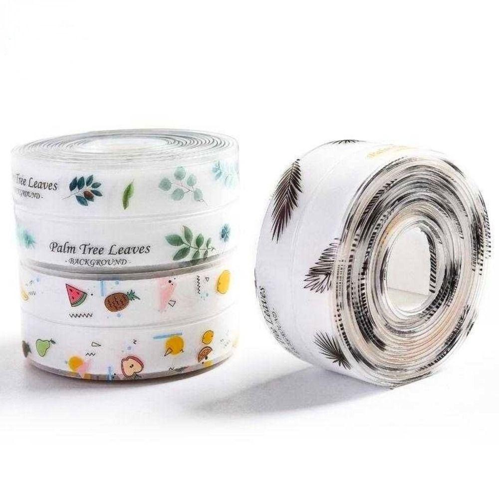 Водонепроницаемая лента для кухонной мойки, лента для углов мойки против плесени, ПВХ уплотнительная лента, лента с печатными наклейками, уплотнительная лента, самоклеящаяся кромка