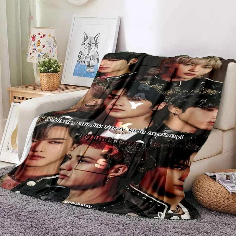 Корея Kpop Stray Kids 3D Певец Мягкое Фланелевое Одеяло для Кроватей Спальни Дивана Пикника, Плед для Накрытия на Улице Отдыха Подарок