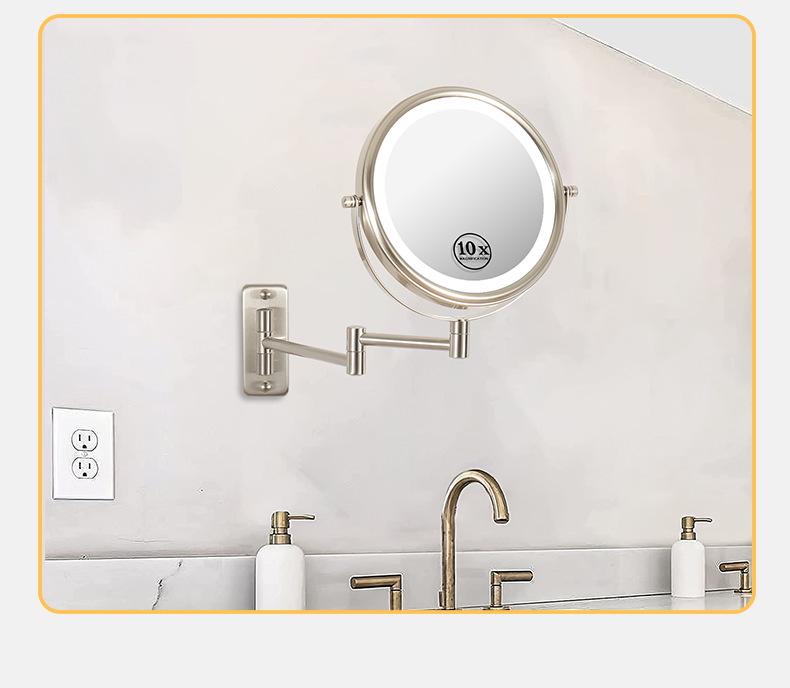 Wall-Mounted Double-Sided Telescopic LED Makeup Mirror