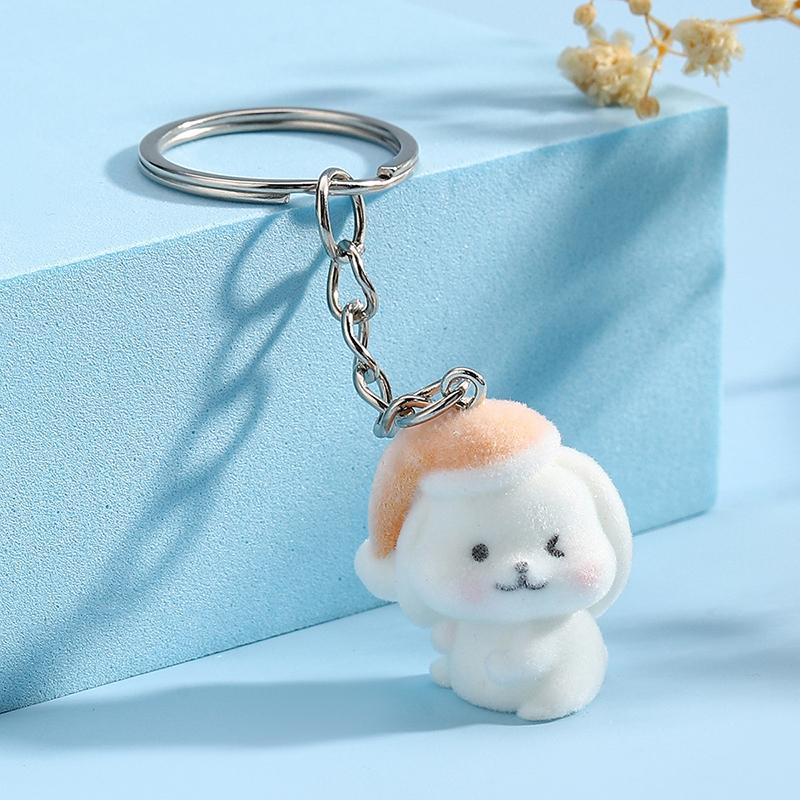Kawaii флокированный смоляной кролик брелок мультфильм кролик телефон кулон чехол для наушников брелок рюкзак сумка декоративный автомобильный брелок
