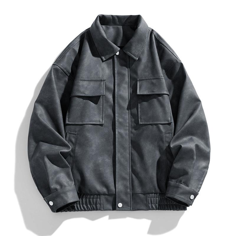Ретро-куртка из искусственной кожи, универсальные модели для мужчин и женщин, весенне-осенняя трендовая свободная кожаная куртка, куртка-инструмент