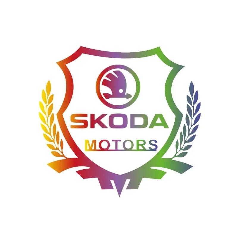 EMIW1 Car Window Emblem Colorful Sticker Badge Decal for Skoda Octavia Rapid Karoq Superb 3 Fabia 1 2 Kodiaq RS Yeti Vision Roomster