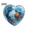 Durable Double Sided Printed Charms Halloween Ghost Keychain, Spooky Pumpkin Keyring Pendant, Unique Hanging Decorations Cute Heart Bag Charm