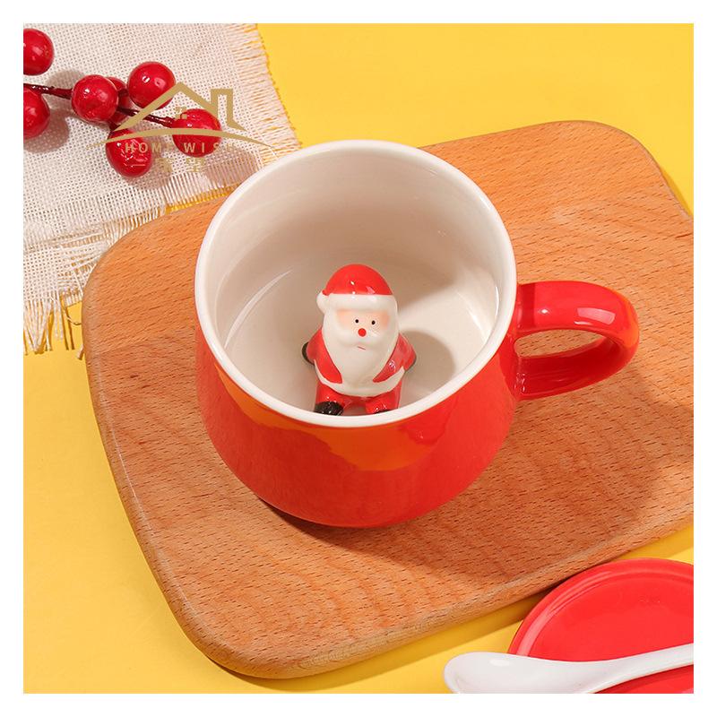 Creative Personality Christmas Three-dimensional Doll Ceramic Water Cup Coffee Cup Milk Cup