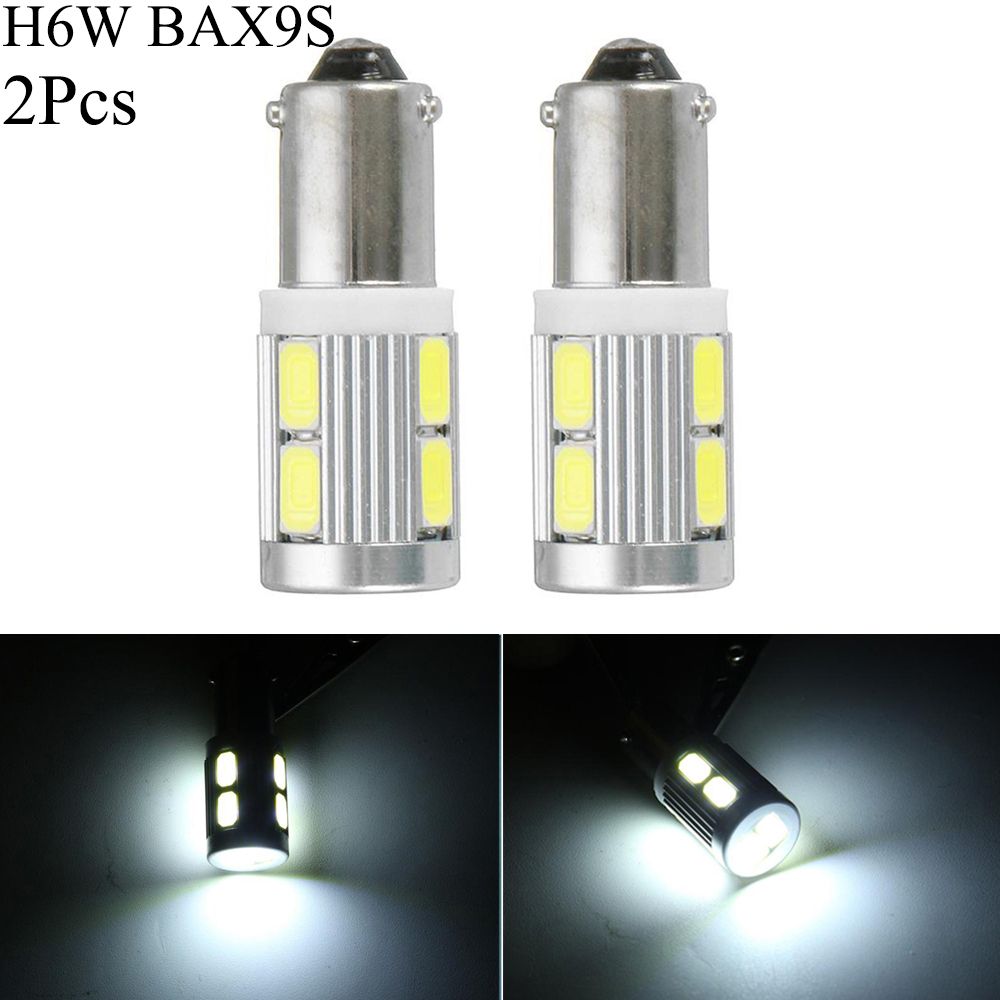 2 шт. Горячая лампа Авто BAX9S H6W 10 SMD светодиодная лампа Белый DC 12 В Автомобильный габаритный свет