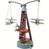Vintage Tinplate Rotating Biplane Toy,Hand Painted Metal Wall Decor with Turquoise,Red Accents,Unique Gift for Birthdays, Christmas, Collectors