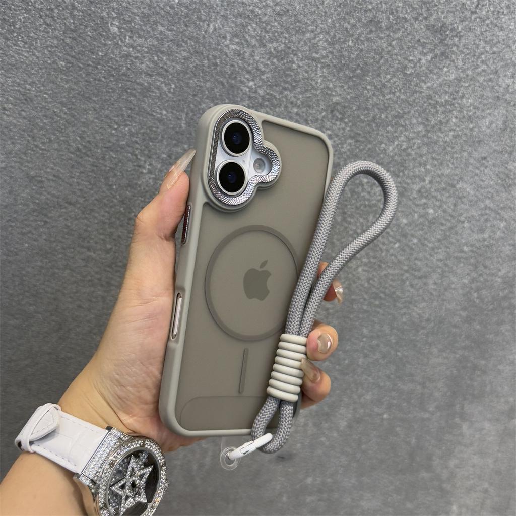 Роскошный матовый прозрачный чехол для Magsafe, ударопрочный бампер с цветными акцентами для iPhone 16 15 14 Plus 13 12 11 Pro Max, ремешок-шнурок, магнитная крышка