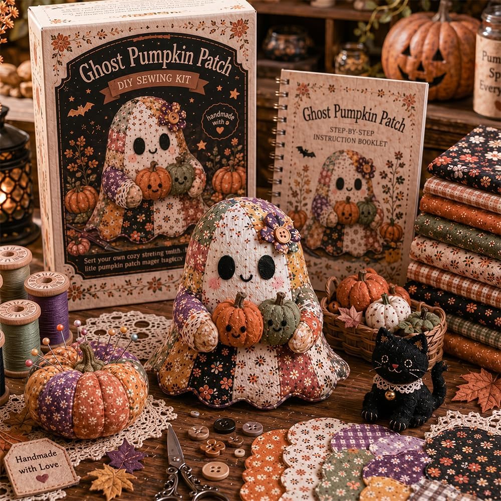 Halloween Cute Kid Pumpkin Fabric Patchwork Handmade Set Dessert Ghost