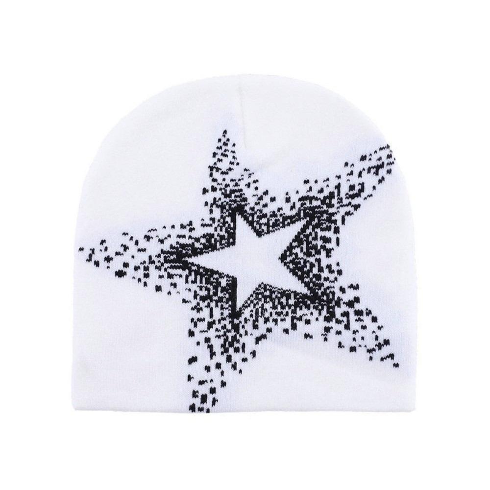 Pentagram Pullover Cap Cashmere Y2k Beanie Hat Cool Star Knitted Hat  Outdoor