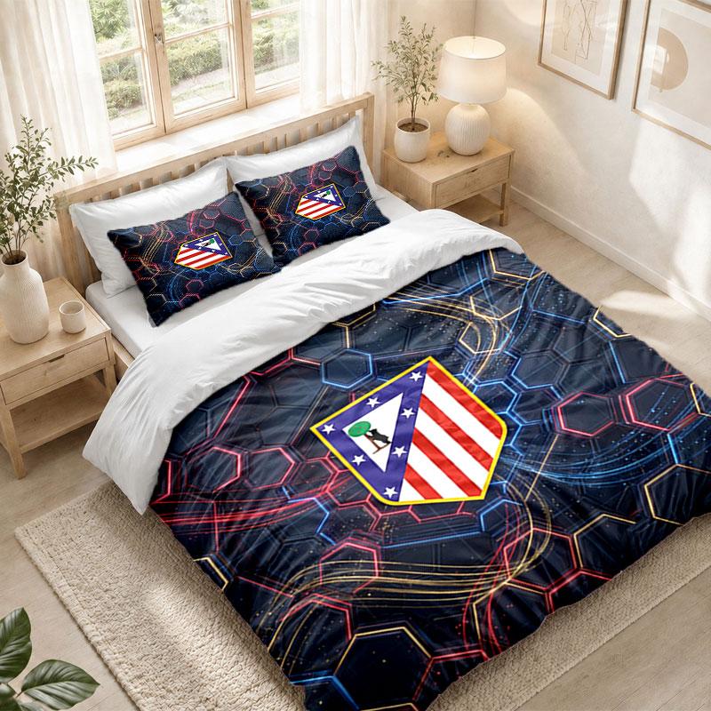 Bedding Set 1 Duvet Cover 2 Pillowcases Atletico Madrid Print Bedroom Home Decoration