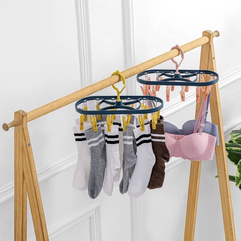 12 Clip Windproof & Non-slip Space-saving Clothes Shelf Shelf Shelf Shelf Dry Shelf Socks Clip Underwear Clip for Living Room and Bathroom KTY