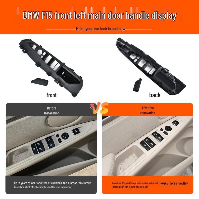 Compatible with BMW X5/X6 Left Front Door Interior Handle, Window Lifter Switch Trim Cover F15/F16