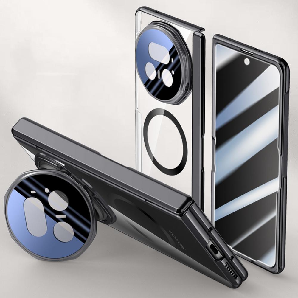 Для Honor Magic V5 5G Магнитный чехол PC+Акриловая накладка для телефона с защитной пленкой для экрана от шпионажа, подставка для объектива