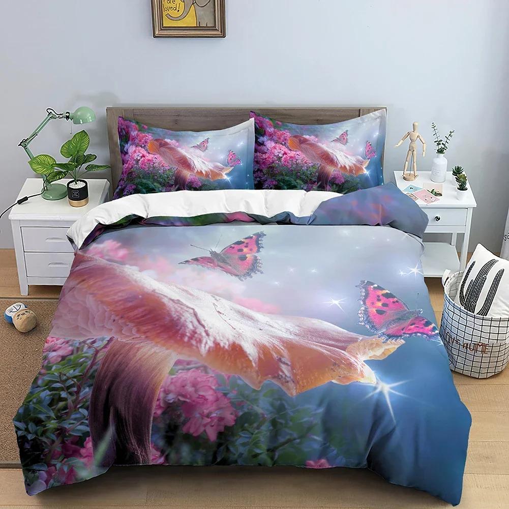 Комплект постельного белья Dolphin Deep Sea Butterfly Mushroom Duvet Cover 3D Queen Twin King Одеяло Покрывало Покрывало Домашний Текстиль