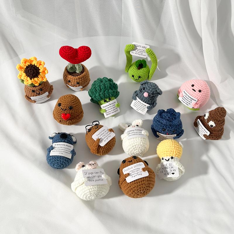 Positive Crochet Ornament Potato Desk Accessories Hand Knitted Ornament Offices Accessories Decoration Escritorio Accesorios