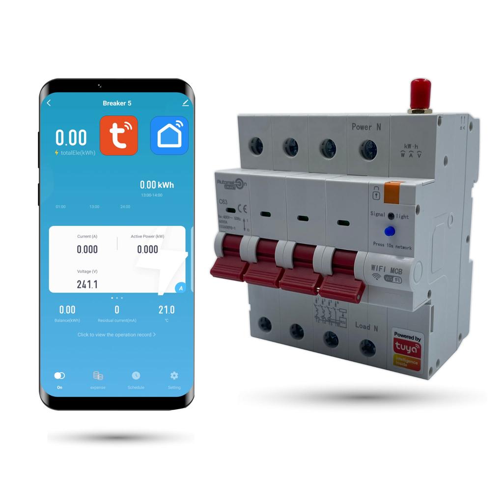 Tuya WiFi fuse 3 phase 63A 4P energy measurement