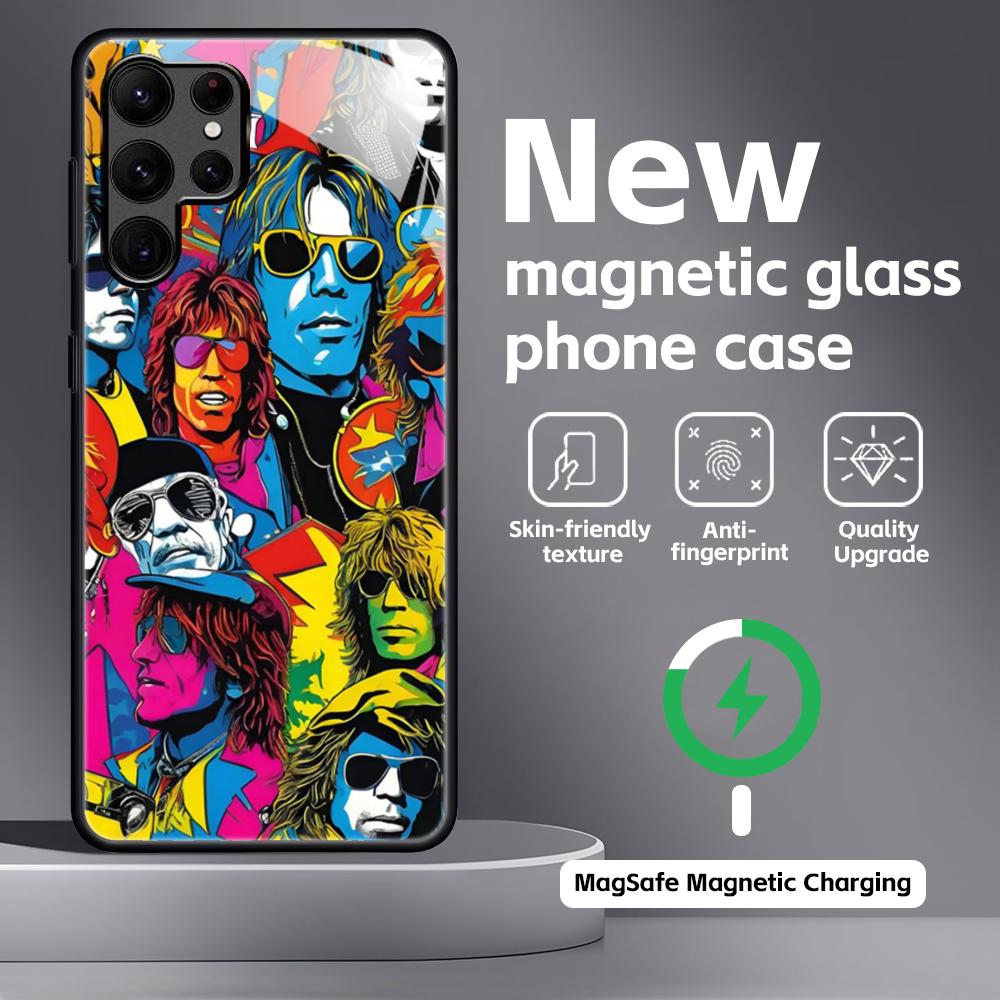 B-BonS Fashion J-JoviS Phone Case For Samsung S25 S24 S23 S22 S21 S20 Plus Ultra Note20 Glass Magnetic Case