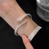 Silver Snake Wrap Bracelet - Women's Luxury Red-Eyed Spirit Snake Bangle, Versatile & Exaggerated Chain Design