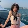 Чистый красный новый дизайн Sense Niche Outside Wearing Bow Sexy Spice Little Halter жилет Топ женский летний