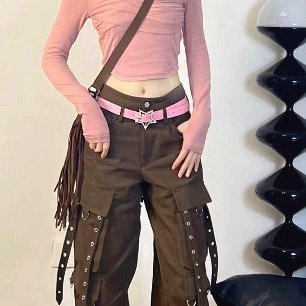 Широкий поясной ремень Y2k Поясной ремень со звездой Пряжка Ремень Женский поясной ремень Пояс-корсет Регулируемый пояс