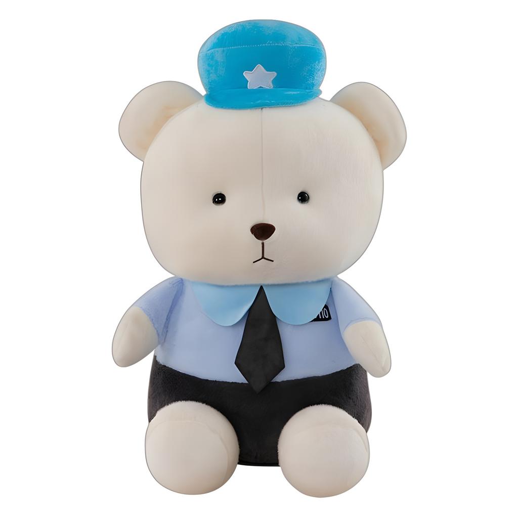 Traffic Police Bear Doll Teddy Bear Police Plush Toy Cute Bear Riding Suit Soothing Doll