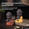 Фигурка Будды Шакьямуни из керамики ручной работы, Дзен украшение для чайного столика и домашнего декора, Декор для автомобиля, Сидящая статуя, Вдохновленный Дзен подарок